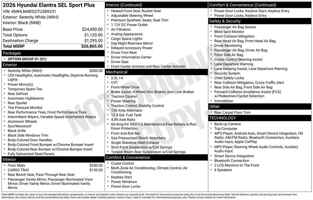 2026 Hyundai ELANTRA SEL Sport Plus