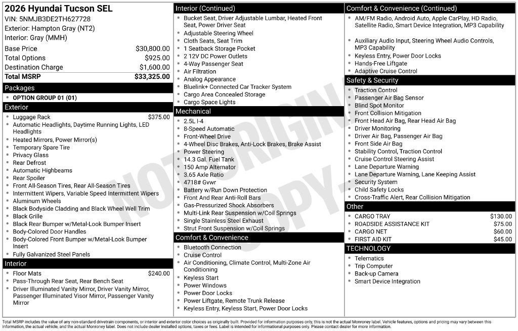 2026 Hyundai TUCSON SEL