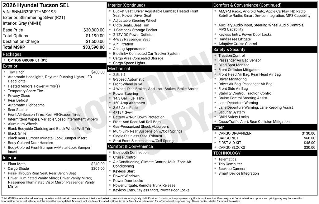 2026 Hyundai TUCSON SEL