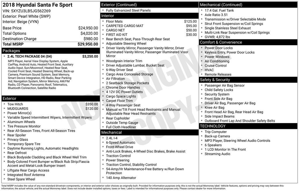 2018 Hyundai SANTA FE SPORT 2.4 Base
