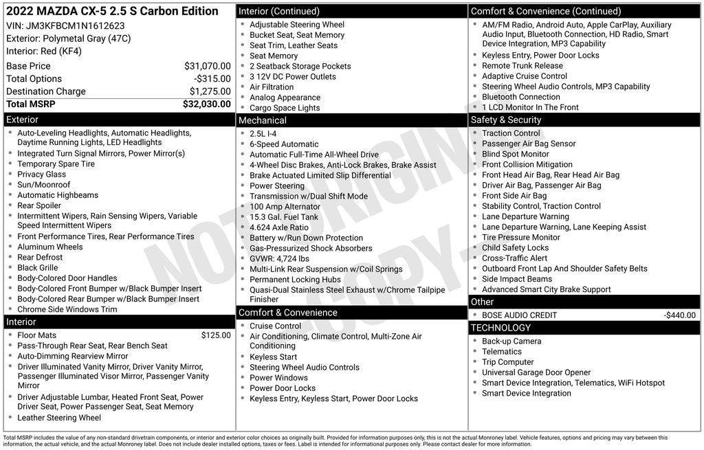 2022 Mazda Mazda CX-5 2.5 S Carbon Edition