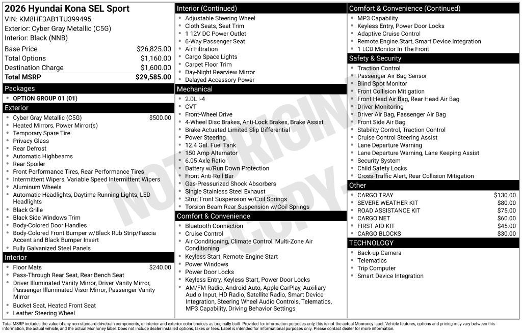 2026 Hyundai KONA SEL Sport