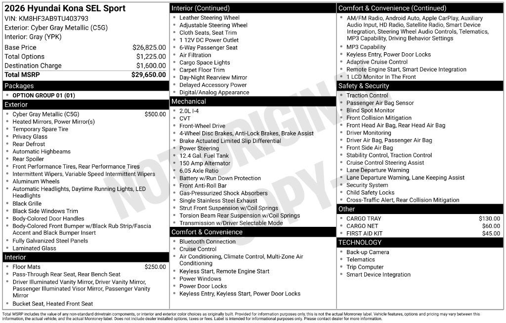 2026 Hyundai KONA SEL Sport