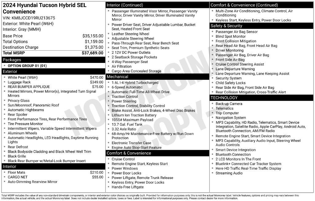 2024 Hyundai TUCSON HYBRID SEL Convenience