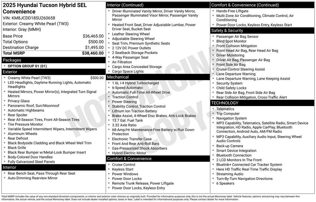 2025 Hyundai TUCSON HYBRID SEL Convenience