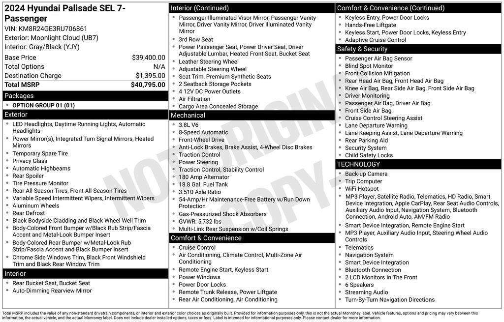 2024 Hyundai PALISADE SEL 7 Passenger