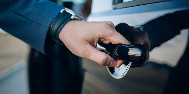 Bentley Hyundai in Huntsville AL customer opening door to their new car